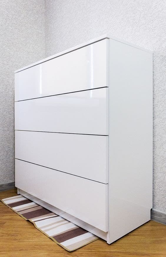 Modern White High Gloss Handleless 4 Drawer Chest of Drawers