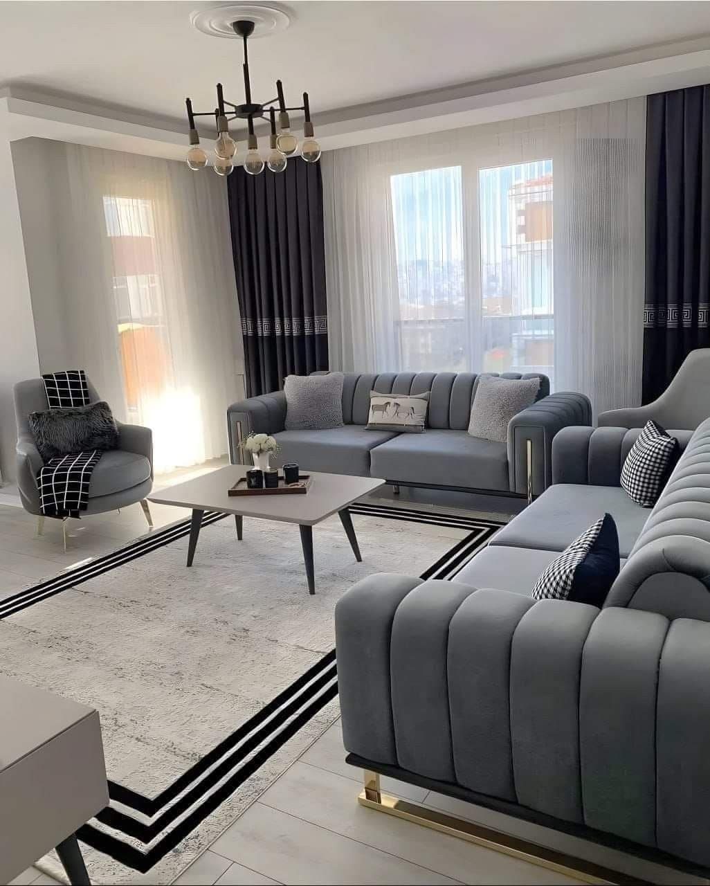 Evra Turkish 3+3 Full Sofa Set - Slate Grey