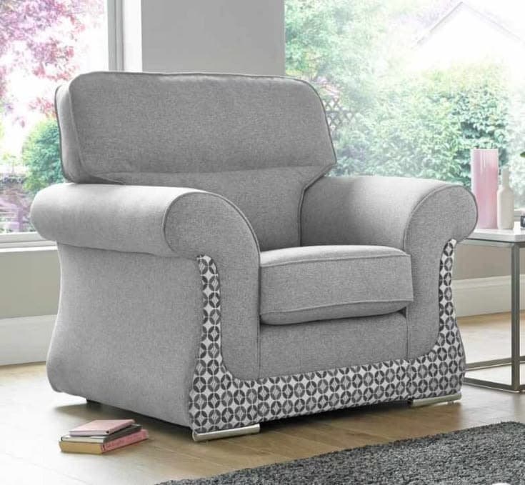 Luna Armchair 1 Seater Fabric Sofa Settee - Halifax Light Grey