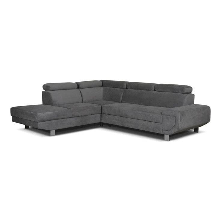 Artic Fabric Corner Sofa Bed with Adjustable Headrests - Dark Grey