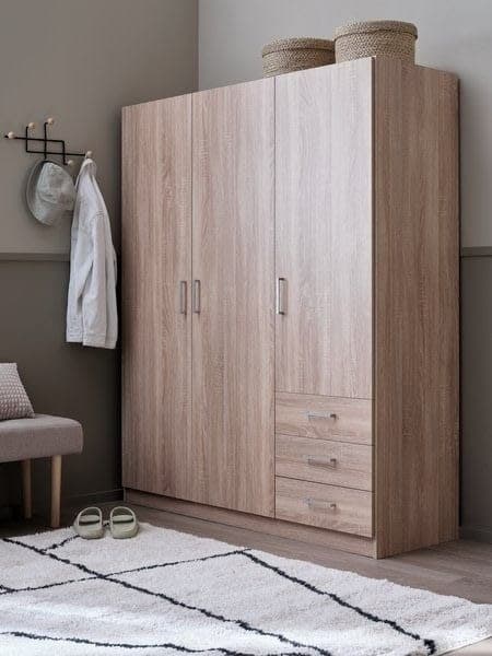 Fandrup 3 Door 3 Drawer Wardrobe - Light Oak