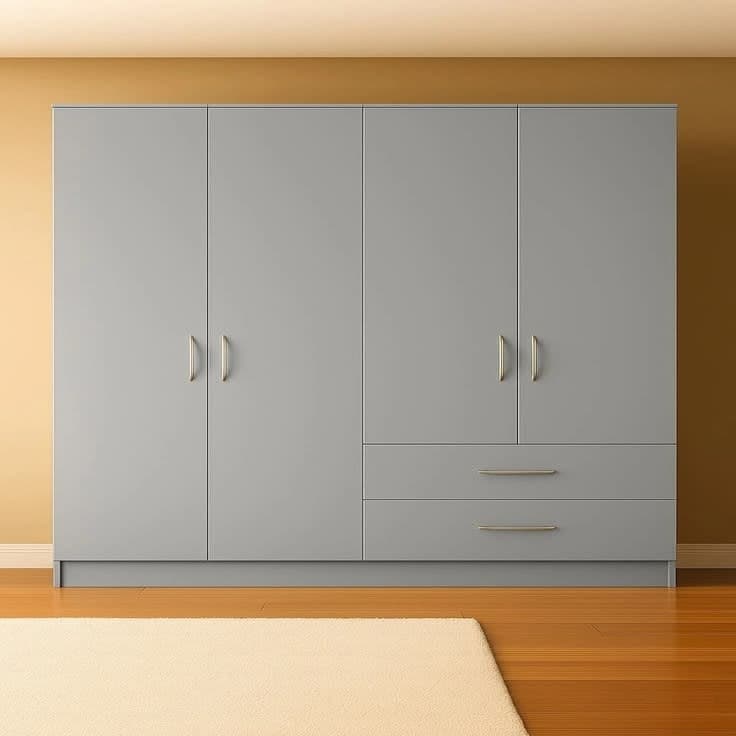 Venice 4 Door 2 Drawer Wardrobe - Grey