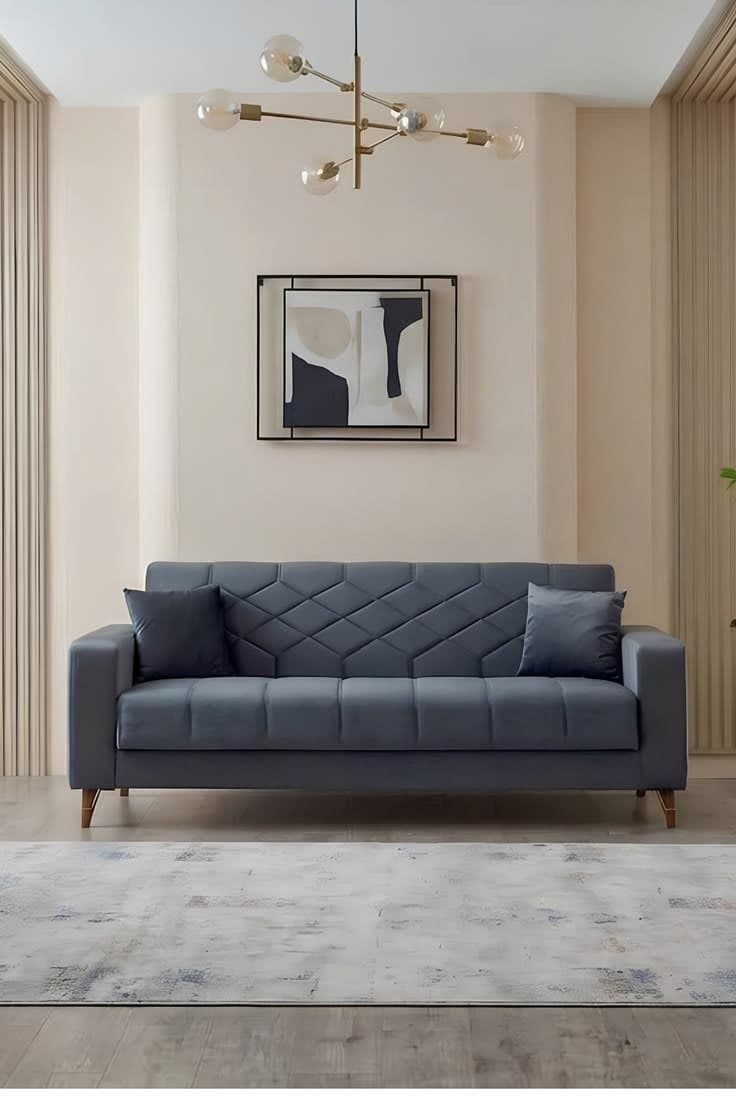 Melisa Turkish 3 Seater Ottoman Sofa Bed - Steel Grey
