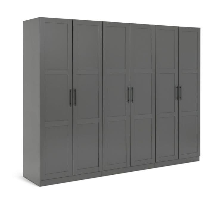 Reed Tall 6 Door Wardrobe - Grey