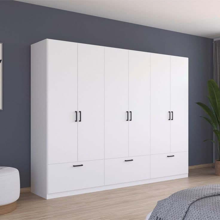 Rauch Bari 6 Door 3 Drawer 271cm Wardrobe - Alpine White