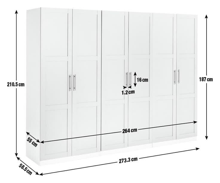 Habitat Munich Panelled 6 Door Wardrobe - Grey