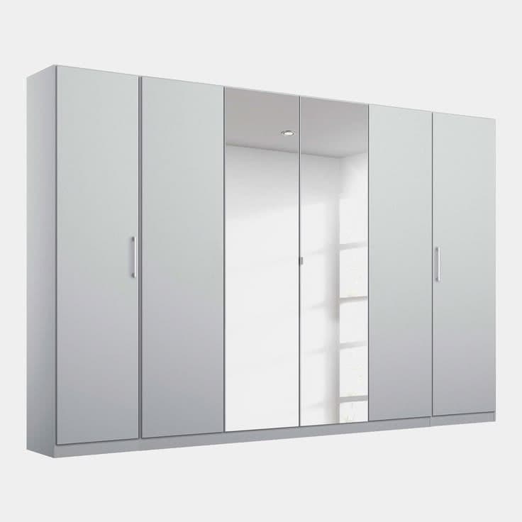 Cologne 6 Door 2 Mirror Wardrobe 271cm - Grey