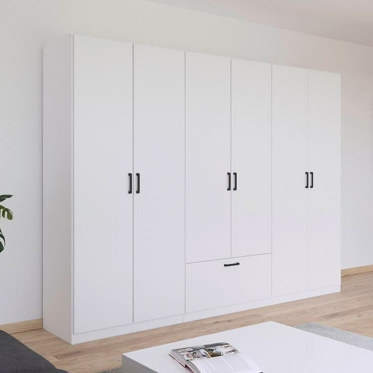 Rauch Bari 6 Door 1 Drawer Wardrobe 271cm - Alpine White