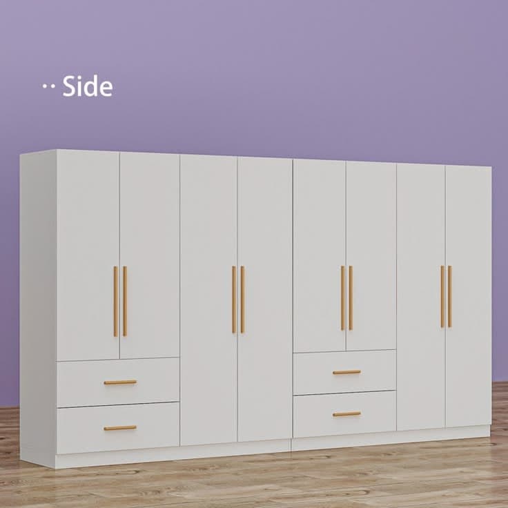 Everly Quinn Large 126 8-Door 4-Drawer Wardrobe - White