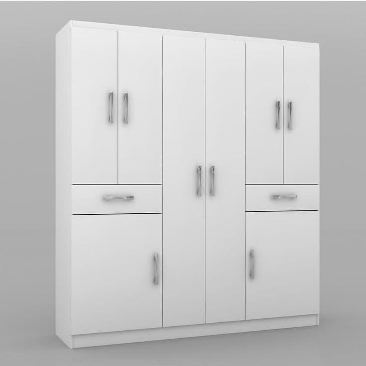 Panorama Móveis Space Saving 8-Door 2-Drawer Wardrobe - White