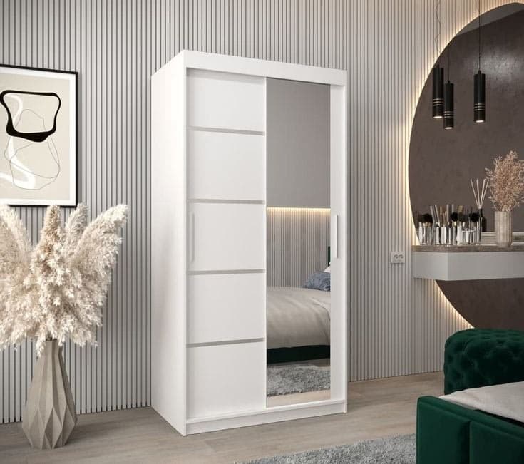 Verona 02 Sliding Door Wardrobe 100cm - White