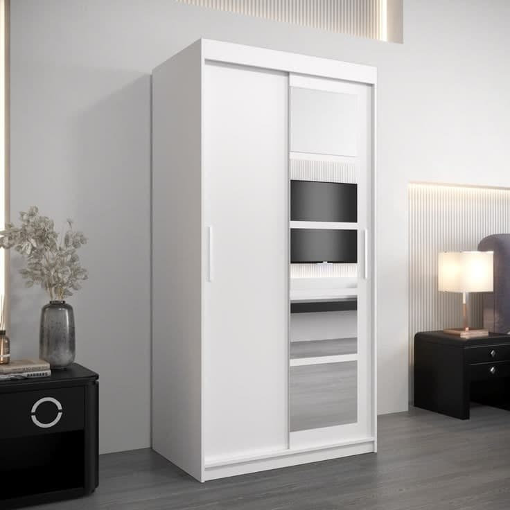 Roma I Sliding Door Wardrobe 100cm - White