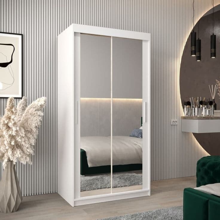 Tokyo III Sliding Door Wardrobe 100cm - White