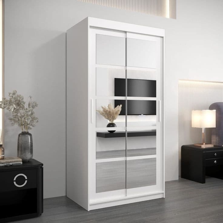 Roma II Sliding Door Wardrobe 100cm - White