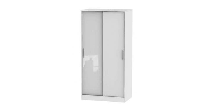 Welcome Knightsbridge Sliding Wardrobe 100cm - White Gloss & White Frame