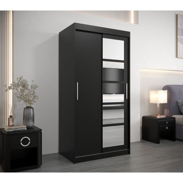 Aaisha 2 Door Manufactured Wood Wardrobe - Black