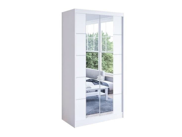 Easy4You ROMA 100cm Sliding Door White Wardrobe with Mirror