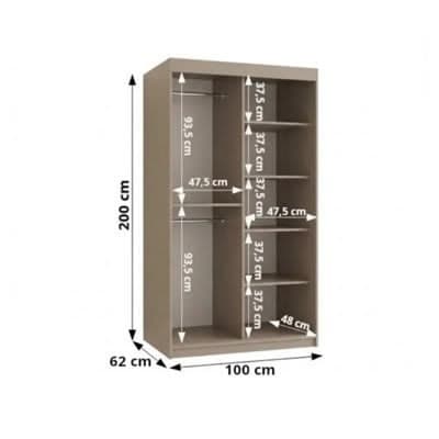 Alabama Cashmere 100cm Sliding Door Wardrobe