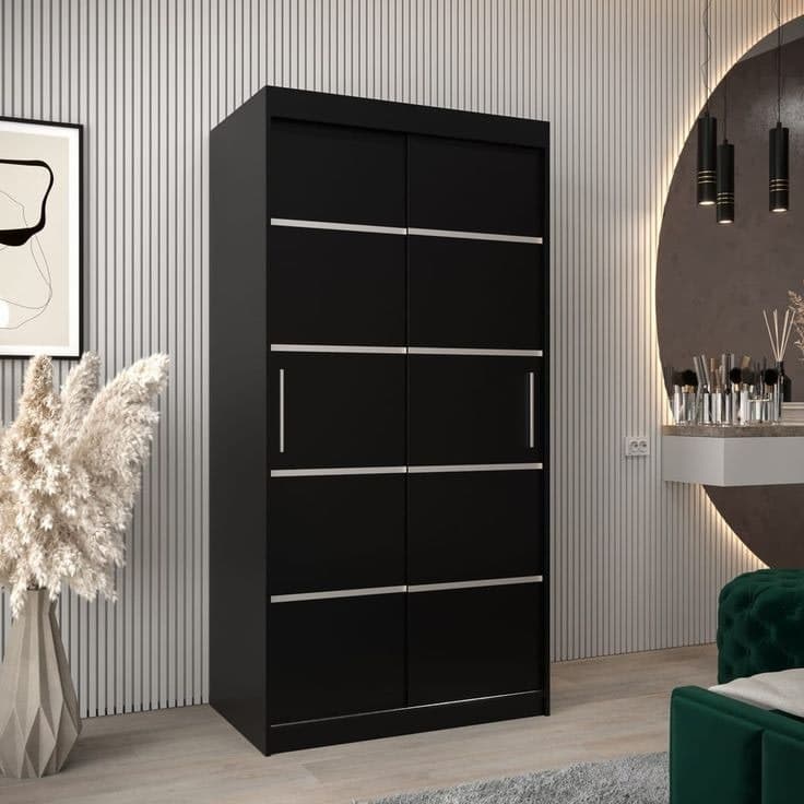 Verona 01 Sliding Door Wardrobe 100cm - Black