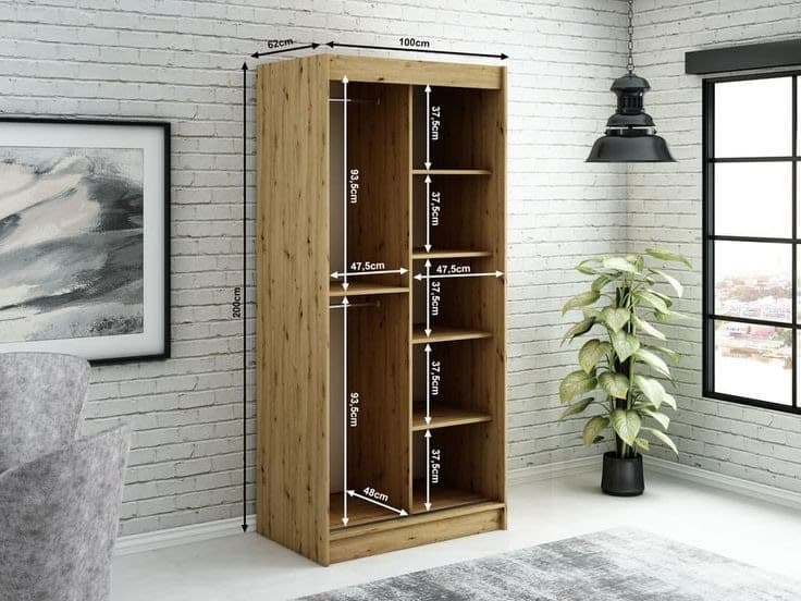 Leto Y2 Sliding Door Wardrobe 100cm - Black