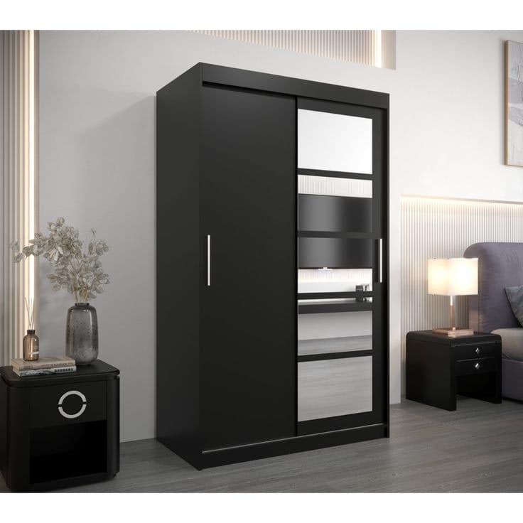 Aaheli 2 Door Manufactured Wood Wardrobe 100cm - Black