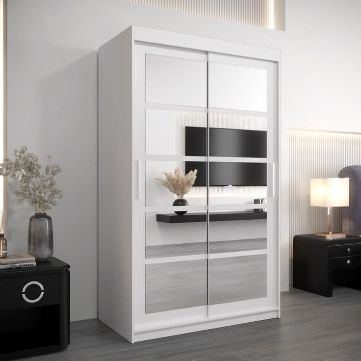Roma II Sliding Door Wardrobe 120cm - White