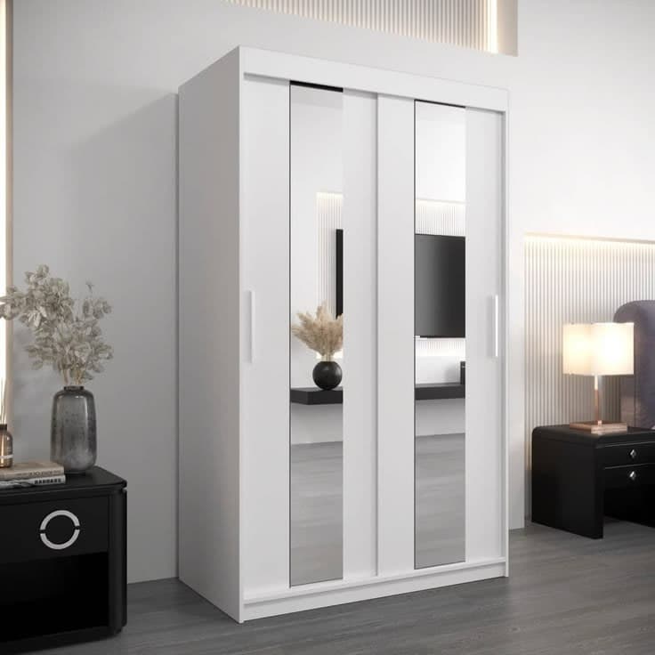 Pole Sliding Door Wardrobe 120cm - White