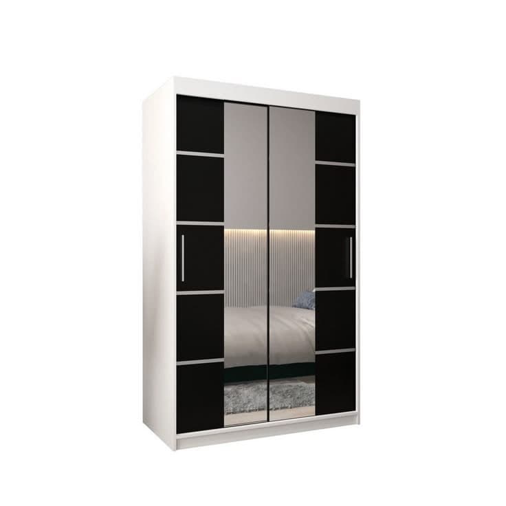 Abiks Möbel Schwebetürenschrank 120cm - Weiß Schwarz