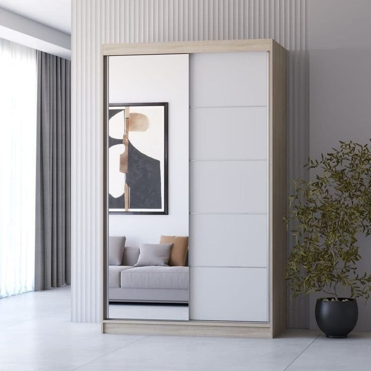 Neomi 05 Sliding Door Wardrobe 120cm - Oak White