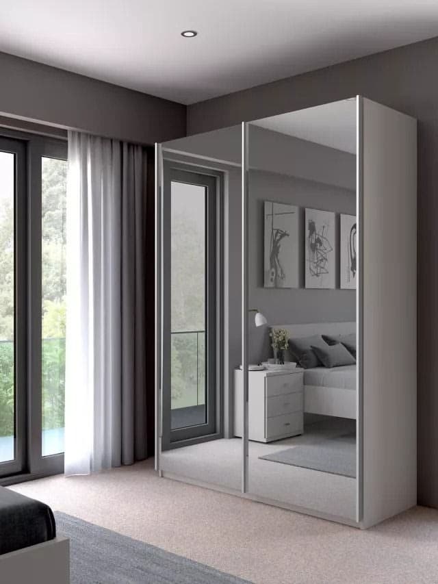 John Lewis Elstra 150cm Wardrobe with Mirrored Sliding Doors - Grey