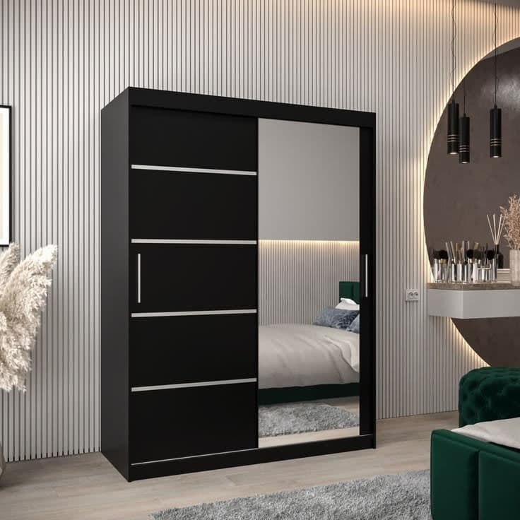 Verona 02 Sliding Door Wardrobe 150cm - Black