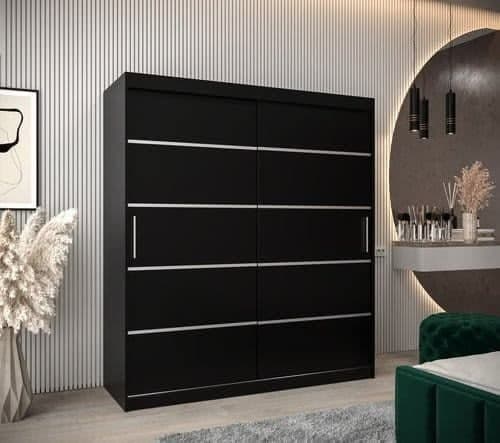 Malmesbury 2 Sliding Door Black Wardrobe - 180cm