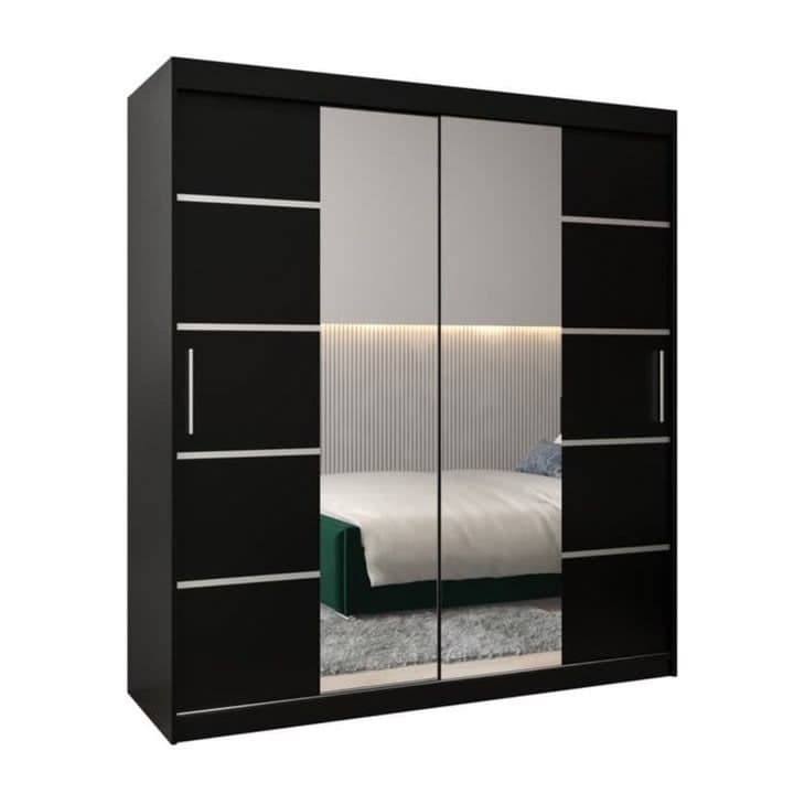 Verona 04 Sliding Door Wardrobe 180cm - Black