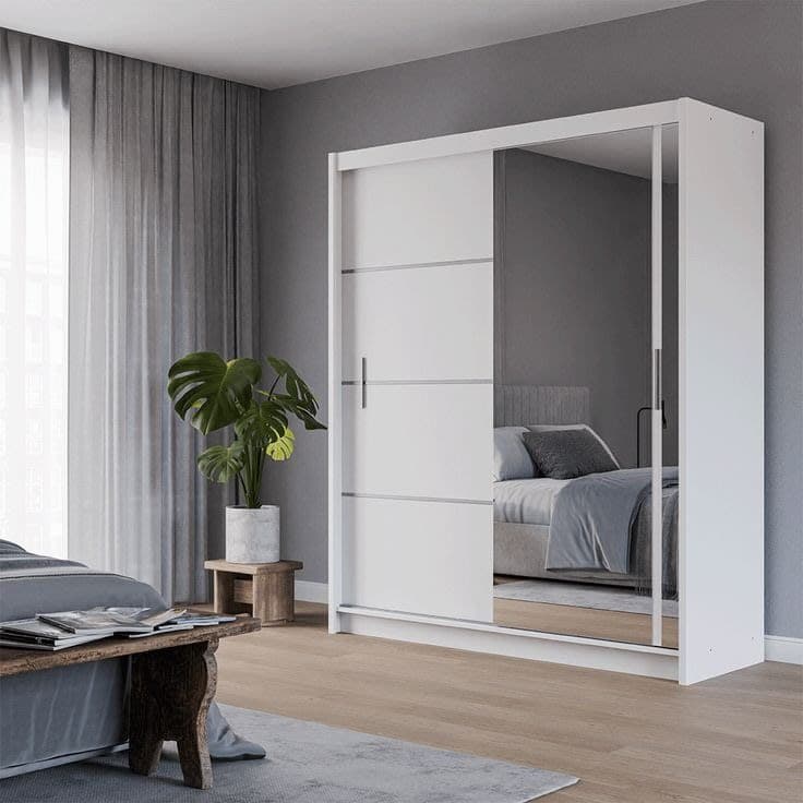 Vista 180cm Sliding Door Wardrobe - White