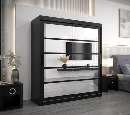 Corbridge 2 Sliding Door Black Mirrored Wardrobe - 180cm