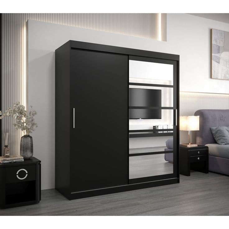 Artorius 2 Door Manufactured Wood Wardrobe - 180cm - Black
