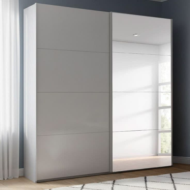 Rauch Beluga Extra Sliding Wardrobe - 181cm - 2 Door - Mirror - Silk Grey