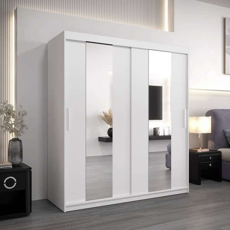 Pole Sliding Door Wardrobe 180cm - White
