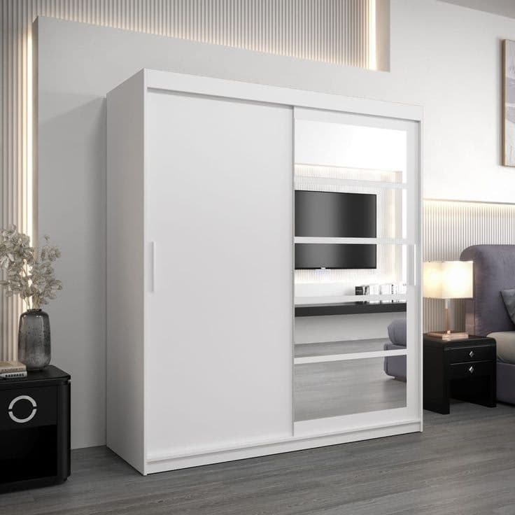 Roma I Sliding Door Wardrobe 180cm - White