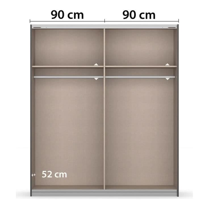 Rauch Marburg Graphite 2 Door Sliding Wardrobe - 180cm