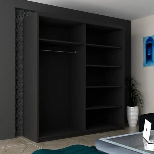 Infinity Sliding Door Wardrobe Internal Storage Frame - Black