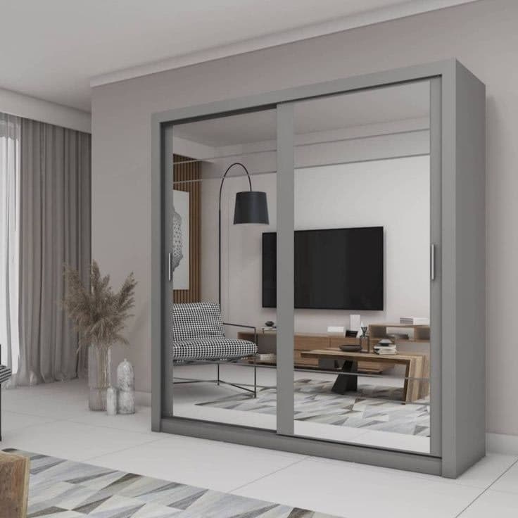 Arti 8 Sliding Mirror Door Wardrobe 203cm - Grey