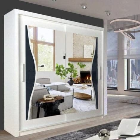 Batumi Double Mirror Door Sliding Wardrobe 180cm - White