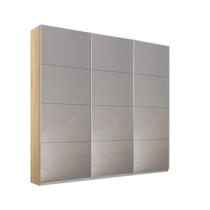 Rauch Kulmbach 3 Door Sliding Wardrobe 203cm - Sonoma Oak & Grey High Gloss