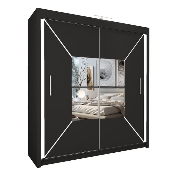 Nicole Modern Matt Sliding Door Wardrobe - Black