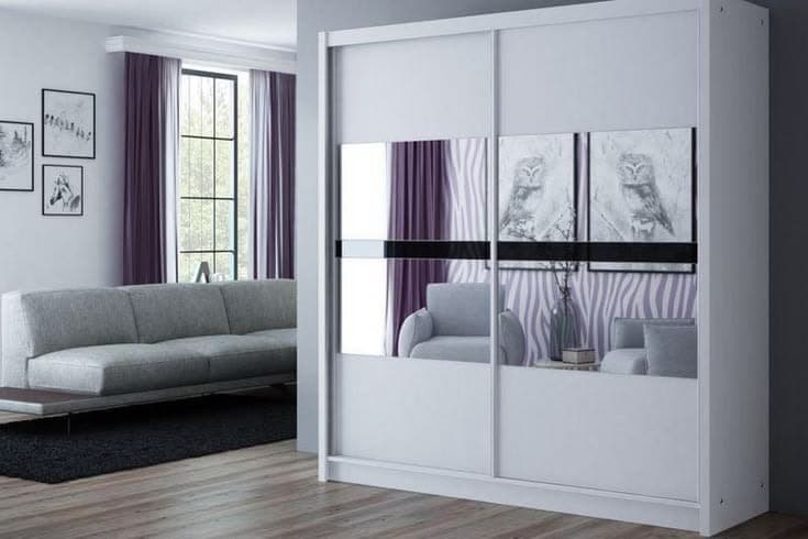 Batumi 203cm Sliding Wardrobe White with Mirror
