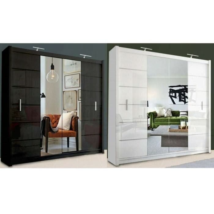 Lisbane 180cm 2-Door Mirrored Sliding Wardrobe – White