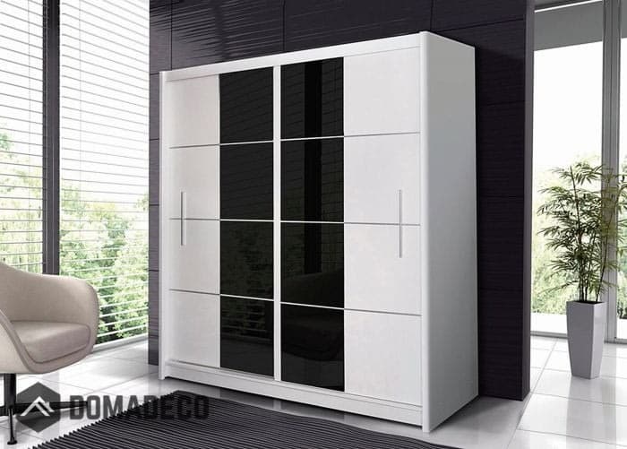 Pedro 203cm White and Black Sliding Door Wardrobe