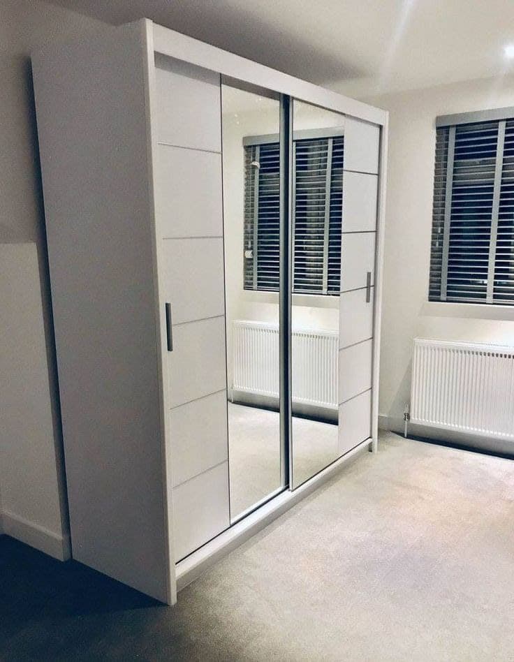 Lisbon White Sliding Mirror Door Wardrobe - 203cm
