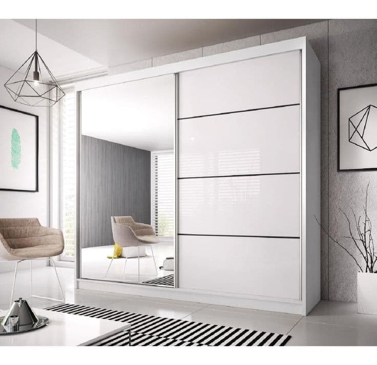 Gulledge 2-Door Mirrored Sliding Wardrobe - White